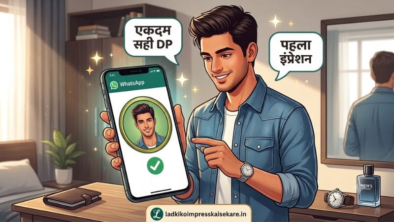 whatsapp profile aur status attractive kaise banaye - ladka phone par dp lagate hue